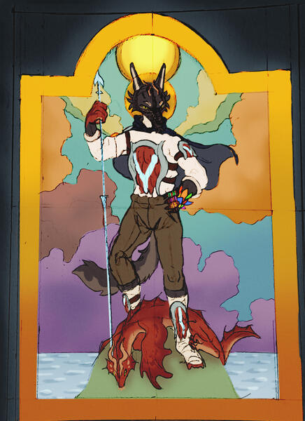 Color study for "The Khenra of Victory: Panel for Verimni Wishet" Mastercopy Project (Scanned Traditional, 2024)